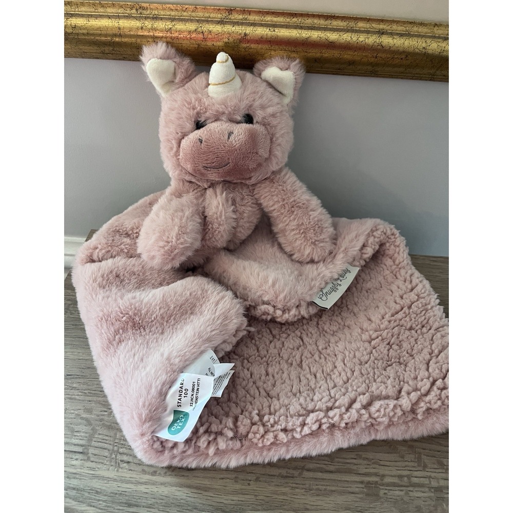 Snuggly Lovey Sherpa Security Blanket UNICORN Pink Soft Baby Nursery Baby